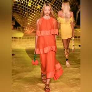STAUD Orange Midi Dress